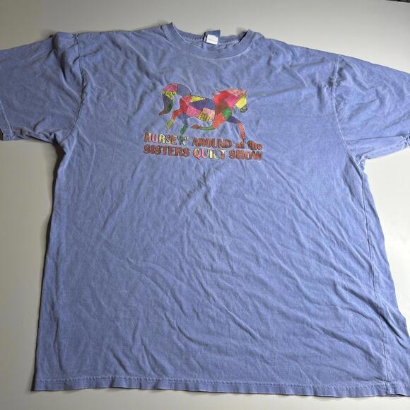 Vintage Champion 90s Sisters Quilt Show Horse T-Shirt XXL Purple USA Art Graphic - Picture 1 of 7